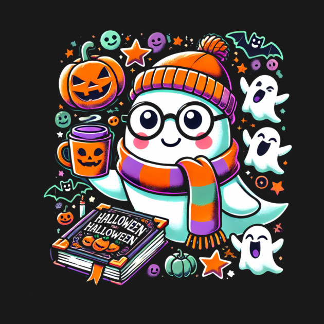 Cute Funny Halloween Geek Ghost by logiamerch