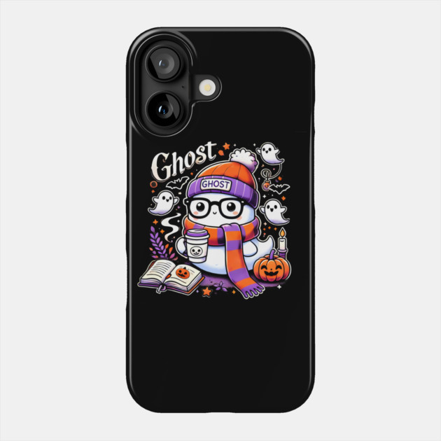 Cute Funny Halloween Geek Ghost Phone Case by logiamerch