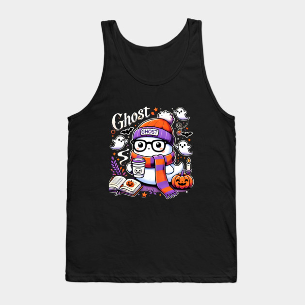 Cute Funny Halloween Geek Ghost Tank Top by logiamerch