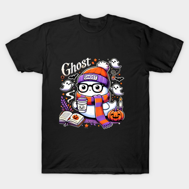 Cute Funny Halloween Geek Ghost T-Shirt by logiamerch