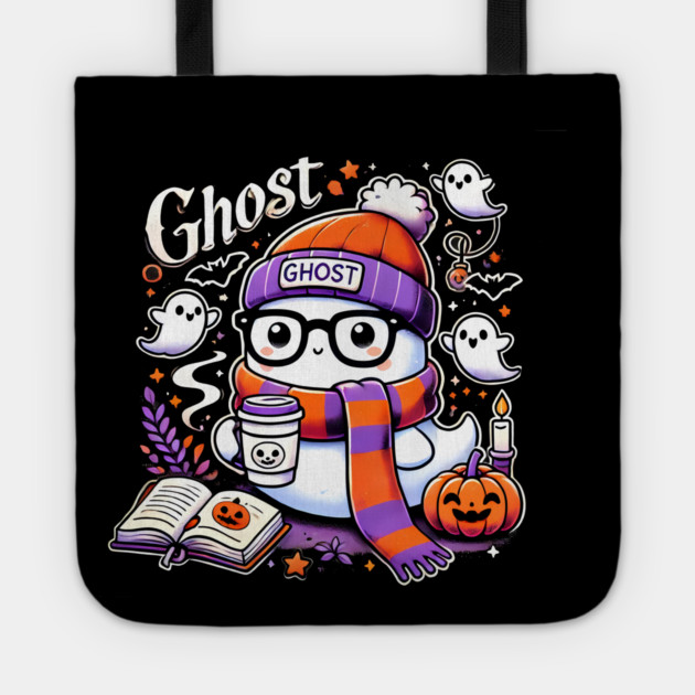 Cute Funny Halloween Geek Ghost Tote by logiamerch