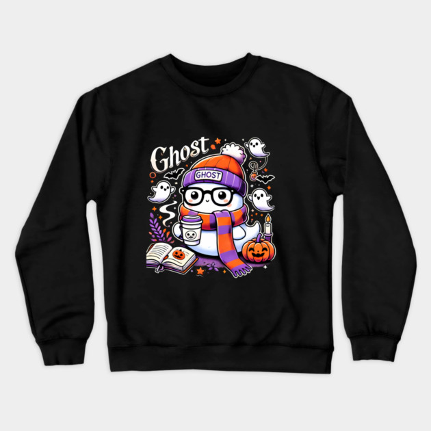 Cute Funny Halloween Geek Ghost Crewneck Sweatshirt by logiamerch