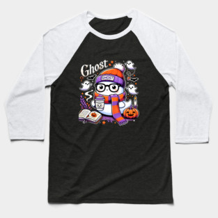 Cute Funny Halloween Geek Ghost Baseball T-Shirt