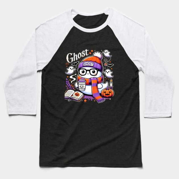 Cute Funny Halloween Geek Ghost Baseball T-Shirt by logiamerch