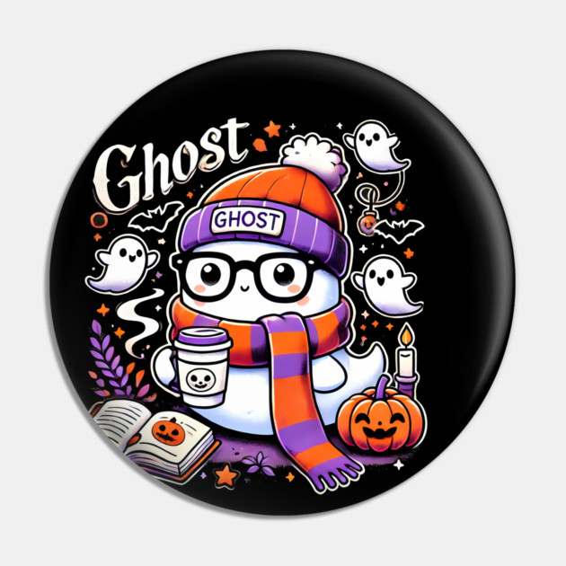Cute Funny Halloween Geek Ghost Pin by logiamerch
