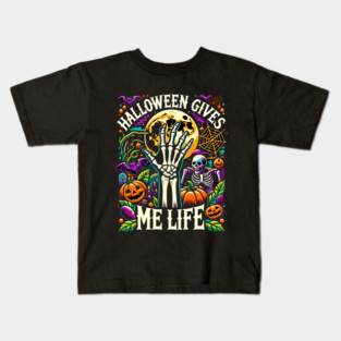 Funny Halloween Gives me Life, Spooky Design Kids T-Shirt