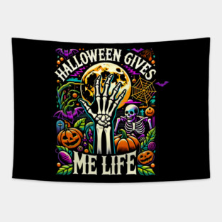 Funny Halloween Gives me Life, Spooky Design Tapestry