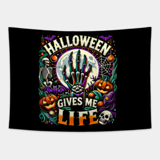 Funny Halloween Gives me Life, Spooky Design Tapestry