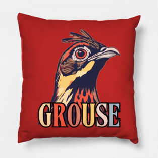 Vintage Grouse Bird in Retro Forest Colors Pillow