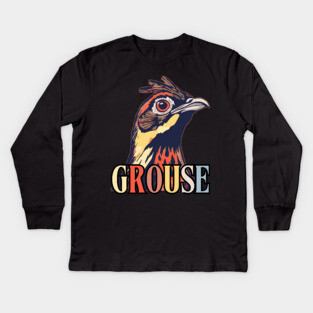 Vintage Grouse Bird in Retro Forest Colors Kids Long Sleeve T-Shirt