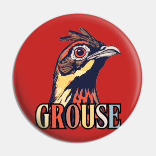 Vintage Grouse Bird in Retro Forest Colors Pin