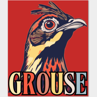 Vintage Grouse Bird in Retro Forest Colors Posters and Art
