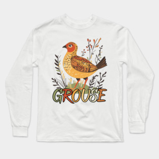Boho Grouse Bird in Pastel Earthy Warm Tones Long Sleeve T-Shirt