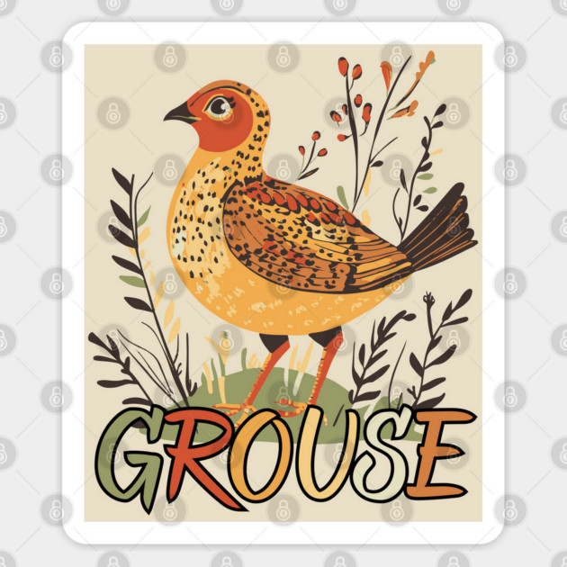 Boho Grouse Bird in Pastel Earthy Warm Tones Sticker by TuncGK