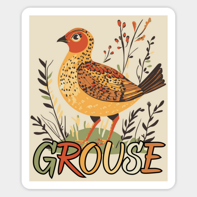Boho Grouse Bird in Pastel Earthy Warm Tones Magnet by TuncGK