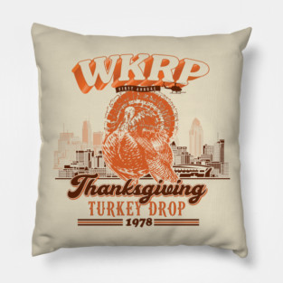 WKRP Turkey Drop Pillow