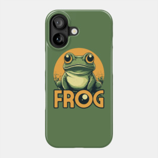 Cute Retro Frog with Green and Orange Tones Phone Case