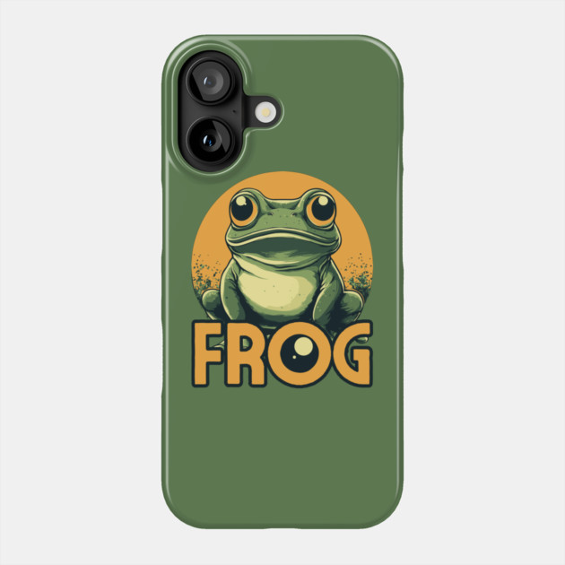 Cute Retro Frog with Green and Orange Tones Phone Case by TuncGK