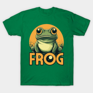 Cute Retro Frog with Green and Orange Tones T-Shirt