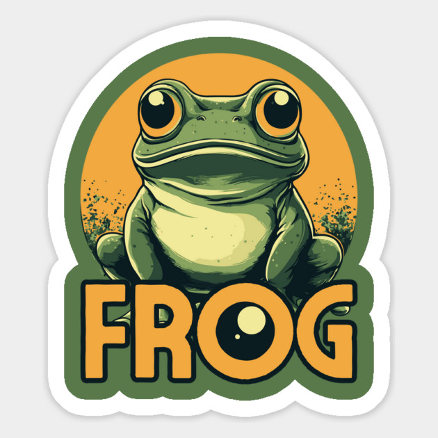 Cute Retro Frog with Green and Orange Tones Magnet by TuncGK