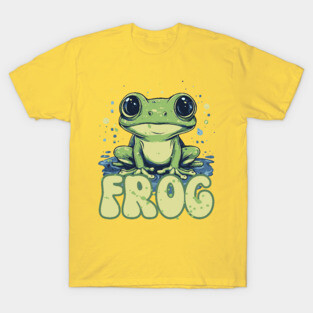 Adorable Big-Eyed Frog Splash Design T-Shirt