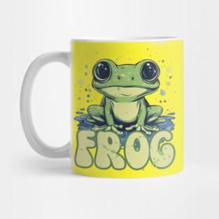 Adorable Big-Eyed Frog Splash Design Mug