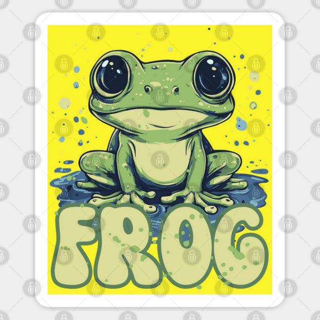 Adorable Big-Eyed Frog Splash Design Sticker by TuncGK