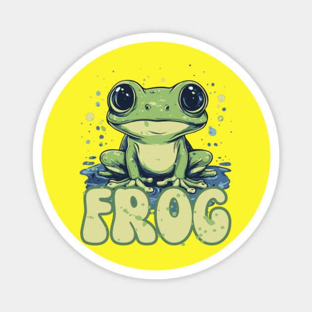 Adorable Big-Eyed Frog Splash Design Magnet by TuncGK