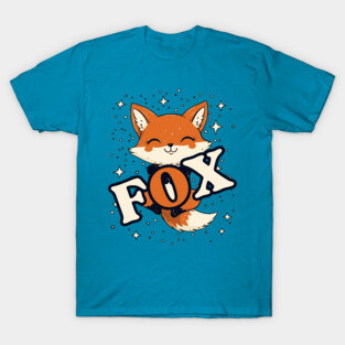 Cute Fox with Starry Background Design for Animal Lovers T-Shirt