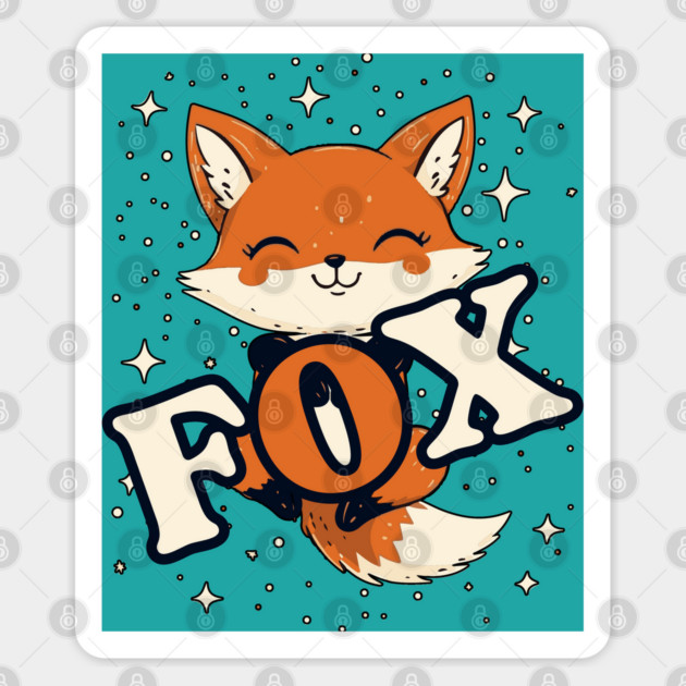 Cute Fox with Starry Background Design for Animal Lovers Sticker by TuncGK