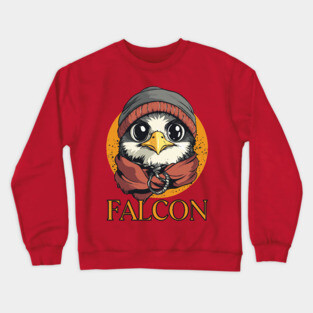 Hipster Baby Falcon in Cool Beanie Design Crewneck Sweatshirt
