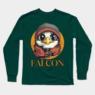Hipster Baby Falcon in Cool Beanie Design Long Sleeve T-Shirt