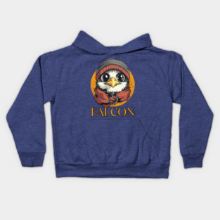 Hipster Baby Falcon in Cool Beanie Design Kids Hoodie