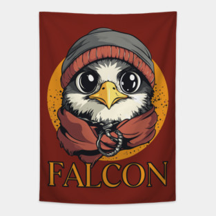 Hipster Baby Falcon in Cool Beanie Design Tapestry