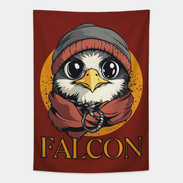 Hipster Baby Falcon in Cool Beanie Design Tapestry by TuncGK