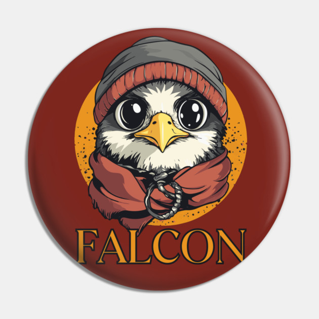 Hipster Baby Falcon in Cool Beanie Design Pin by TuncGK