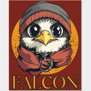 Hipster Baby Falcon in Cool Beanie Design Posters and Art
