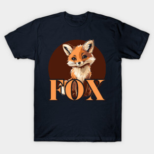 Cute Retro Fox Illustration T-Shirt