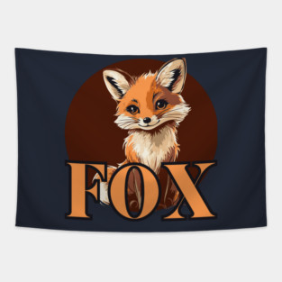 Cute Retro Fox Illustration Tapestry