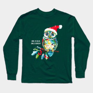 Cute Funny Owl  Classic Christmas Carol Birds Long Sleeve T-Shirt