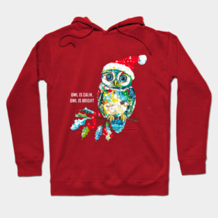Cute Funny Owl  Classic Christmas Carol Birds Hoodie
