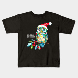 Cute Funny Owl  Classic Christmas Carol Birds Kids T-Shirt
