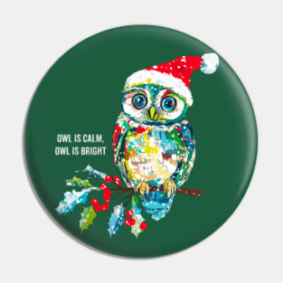 Cute Funny Owl  Classic Christmas Carol Birds Pin