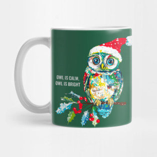 Cute Funny Owl  Classic Christmas Carol Birds Mug