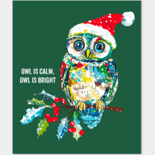Cute Funny Owl  Classic Christmas Carol Birds Posters and Art