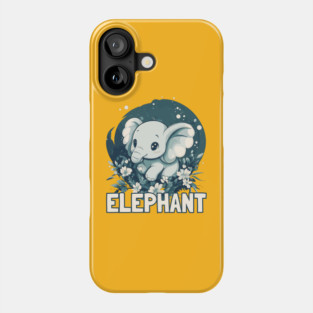 Adorable Blue Baby Elephant Illustration for Kids Phone Case