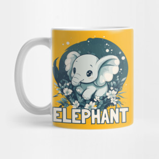 Adorable Blue Baby Elephant Illustration for Kids Mug