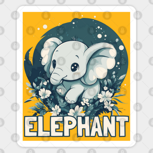 Adorable Blue Baby Elephant Illustration for Kids Sticker by TuncGK