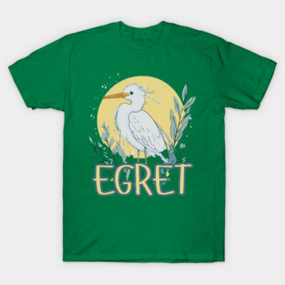 Elegant Egret Illustration with Soft Pastel Vintage Look T-Shirt