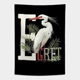 Boho Chic Egret Illustration for Kids and Girls Tapestry
